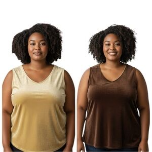 CITIKNIT Reversible Sleeveless‎ Tank Top, Yellow/Brown, Women’s, Size 1X